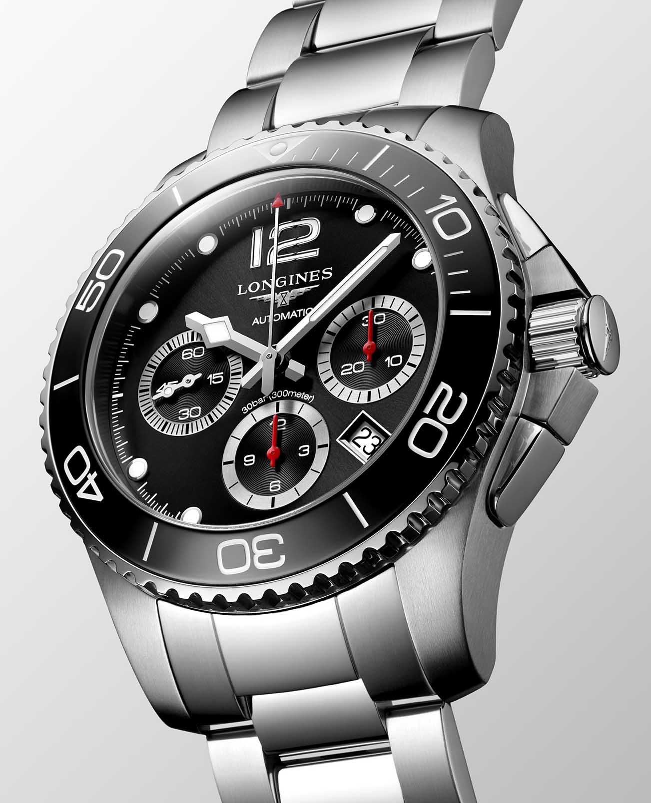 Longines Longines HydroConquest L3.883.4.56.6 мужские часы черный циферблат на запястье